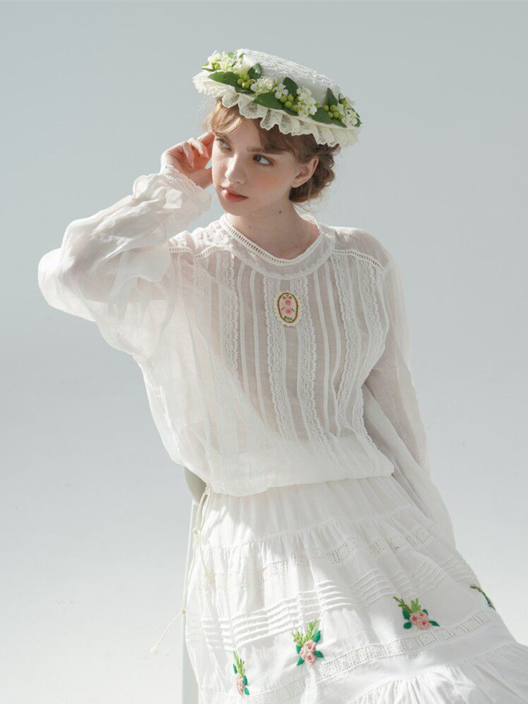 100cmBust 100%Ramie Thin White - Embroidery Rose review and price