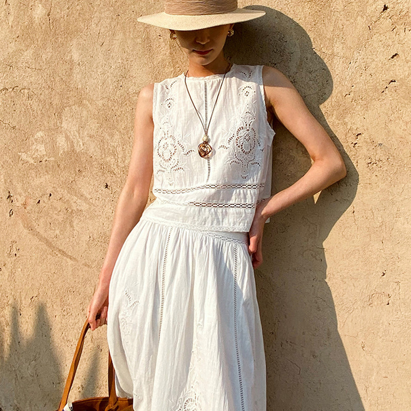 French Designer Boho White Cot - Embroidery Cotton Shirt review and price