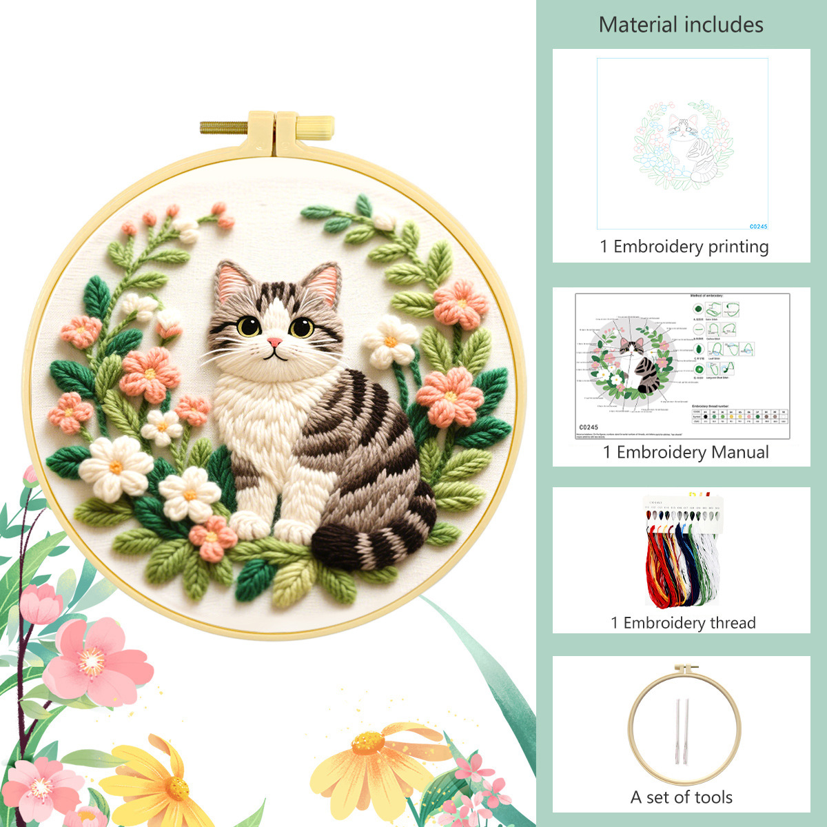 DIY Hand Embroidery Set, Grey  - Embroidery Meaning review and price
