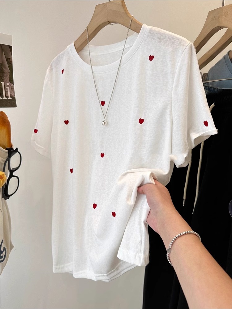 plus Size 240 Pounds Love Embr - Embroidery Cotton Shirt review and price