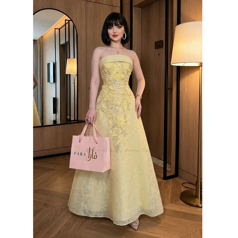 Pale Yellow A Line Evening Dre - Embroidery Yellow Dress review and price