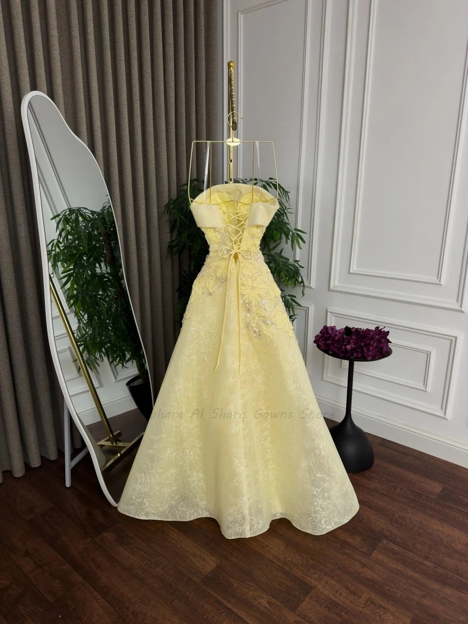Pale Yellow A Line Evening Dre - Embroidery Yellow Dress review and price